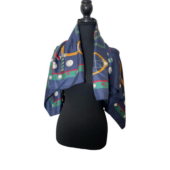 Burberrys Tennis and Golf Silk Twill Scarf 34"x34" - Picture 1 of 3